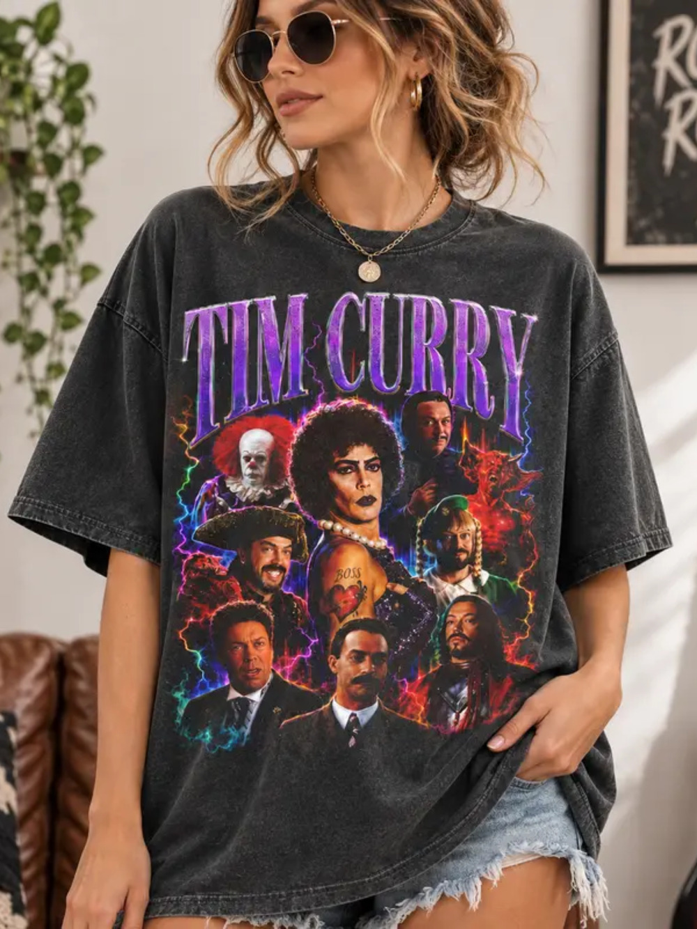 Retro Tim Curry Homage, 90s Vintage Bootleg Graphic Tee Cult Film Legend Actor